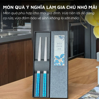 Hộp quà tặng đũa inox 316 DandiHome cao cấp mạ Titanium Plated