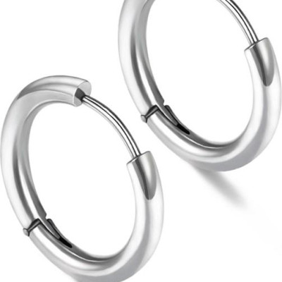 Bông tai nam inox khuyên tròn 12mm BT233 - 2 chiếc