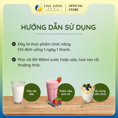 Bột rau xanh Japanese Fruit & Natto Kinase FINE JAPAN bổ sung chất xơ và điều hoà huyết áp hộp 30 thanh