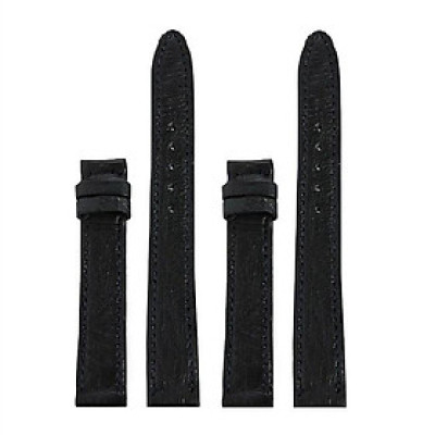 HC8453 - Dây đồng hồ Huy Hoàng da đà điểu da bụng size 12,14 màu đen