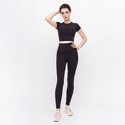 Set Đồ Tập Yoga Gym Hibi Sports H147 Áo Croptop Có Tay Kèm Mút Ngực, Quần Lưng Cao Tôn Dáng, Chất Vải Hi Fabric