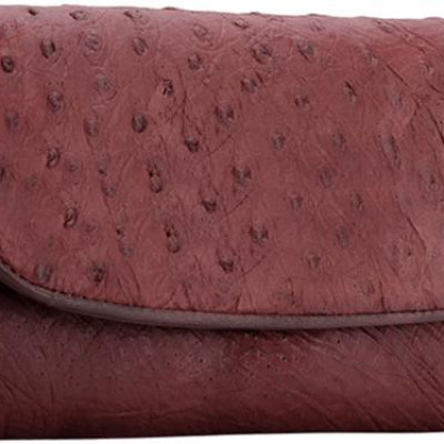 Ví Nữ Da Đà Điểu 3 Gấp Huy Hoàng HT3403 (18.5 x 9 cm) - Nâu Đỏ