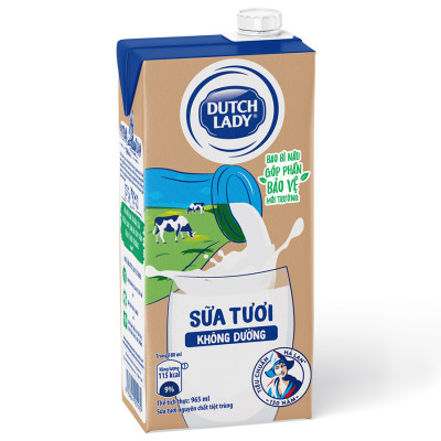 Thùng 12 Hộp Sữa Tươi Tiệt Trùng Dutch Lady Cô Gái Hà Lan Không Đường (12 X 965ML)
