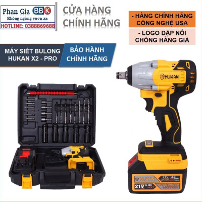 Máy siết bulong Hukan X2 Pro 21V Không chổi than tặng bộ mũi khoan
