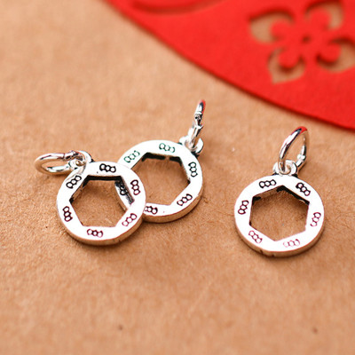 Combo 3 cái charm bạc tròn lục giác treo - Ngọc Quý Gemstones