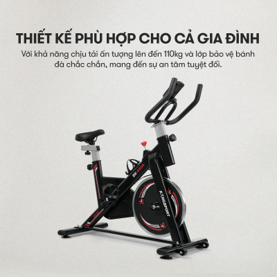 Xe đạp tập thể dục tại nhà Kingsport BK-5806, tích hợp đồng hồ thông minh đo nhịp tim và các thông số khi tập luyện, cân nặng phù hợp từ dưới 70-75kg