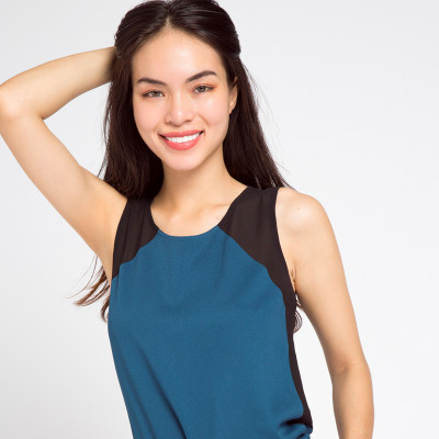  Áo Kiểu Sát Nách Thời trang thiết kế Hity TOP075 (Xanh Indigo)