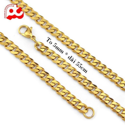 Dây chuyền nam cao cấp titan titan thép không gỉ lặc xéo trangsucpt kích cỡ 5mm mạ vàng PTDCNA176