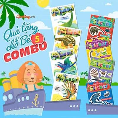 Combo Quà Tặng Cho Bé 5 (4 Cuốn Khủng Long Sticker + 4 Cuốn Lớp Học Thời Tiền Sử)