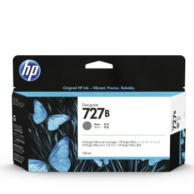 Mực in HP DesignJet 727 Gray Ink Cartridge (3WX15A) 130ml (Thay cho mực B3P24A) dùng cho các dòng máy T920PS/T1500/T3500/T930/T1530- Hàng chính hãng