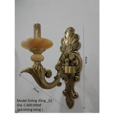 100% Đồng thuần chất Đèn tường đồng đế đá sa thạch 3 mẫu, đèn tường nến đồng tân cổ điển, kèm bóng led DT