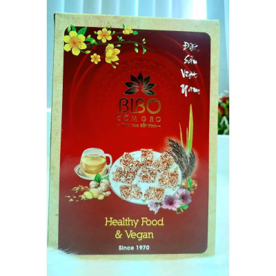 Cốm gạo Lứt Huyết Rồng BIBO- làng nghề truyền thống 50 năm - sản phẩm thuần chay tốt cho sức khỏe, hộp 200g