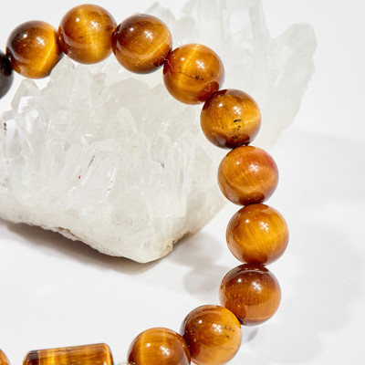 Vòng tay phong thủy nữ đá mắt hổ vàng nâu charm vuông 8mm mệnh thổ , kim - Ngọc Quý Gemstones