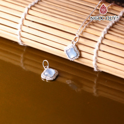 Mặt dây chuyền bạc đính đá Aquamarine hình ánh sao hợp mệnh thủy, mệnh mộc - Ngọc Quý Gemstones