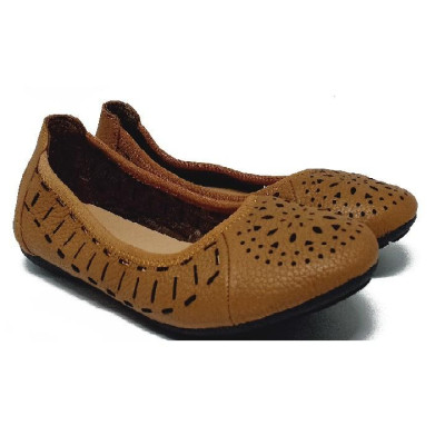 HT7947-48-49 - Giày nữ hoa văn Huy Hoàng da bò màu da, đen, nâu đất