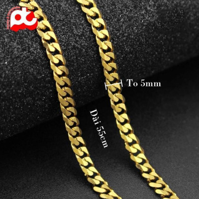 Dây chuyền nam cao cấp titan titan thép không gỉ lặc xéo trangsucpt kích cỡ 5mm mạ vàng PTDCNA176
