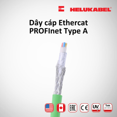 Dây cáp mạng Ethernet HELUKAT PROFInet type A PVC | Green | 2 x 2 x AWG 22/1 
