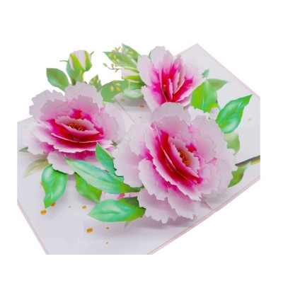 Thiệp 3D Hoa Mẫu Đơn Hồng Thanh Lịch – Thiệp Pop Up Cao Cấp, Tặng Sinh Nhật, Kỷ Niệm, 8/3, 20/10, Lễ Tình Nhân, F41