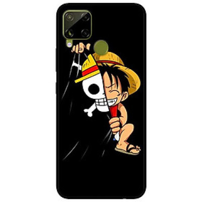 Ốp lưng dành cho Realme C15 mẫu Mũ Rơm Nền Đen