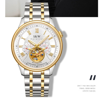 Đồng hồ nam chính hãng IW Carnival IW613G-1,Kính sapphire chống xước,Chống nước 50m,BH 24 tháng,Máy Cơ Automatic nhật bản,dây thép không gỉ 316L,mặt trắng dây trắng vàng lộ cơ 