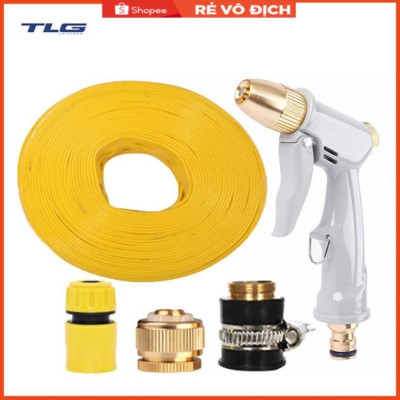 Bộ dây vòi xịt nước tưới cây rửa xe,tăng áp 3 lần, loại 15m (cút nhựa nối đồng nhựa) 206846