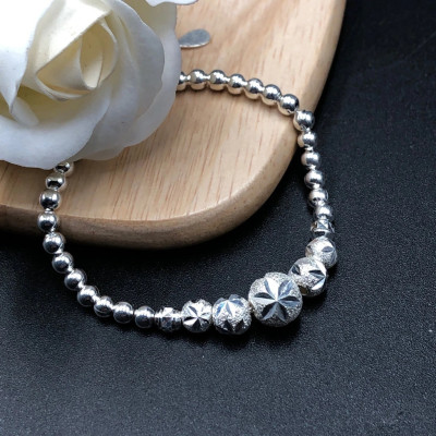 Vòng , Lắc Tay Chân Cho Bé Bạc Ta Kiểu Bi Phay Tinh Tế BẠC HIỂU MINH LTE533