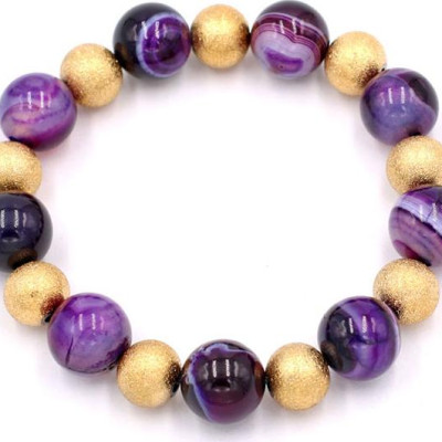 Vòng tay chuỗi hạt - thạch anh tím sọc 12 ly VTAISHVM1 - hợp mệnh Hỏa, mệnh Thổ