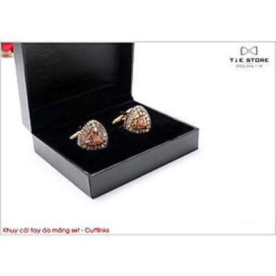 Khuy Cài tay áo Măng Set cao cấp đính đá - cufflinks , tặng kèm hộp nhỏ, Vuông đính đá