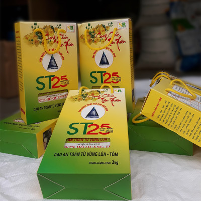 Gạo Thơm ST25 Hộp 2Kg - Gạo An Toàn Từ Vùng Lúa Tôm