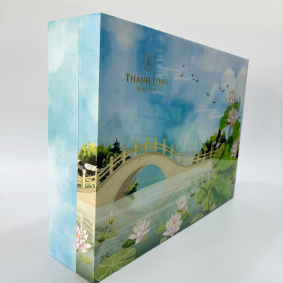 Hộp bánh trung thu cao cấp tráng gương 2 trứng 220g - Trường Phúc - Thành Long - 880G - TẶNG 1 HỘP TRÀ - Việt Nam