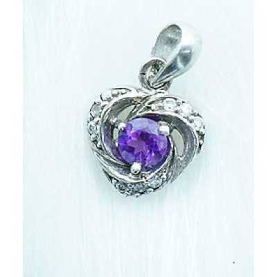 Mặt Dây Chuyền Thạch Anh Tím Amethyst Tự Nhiên Hình Tim