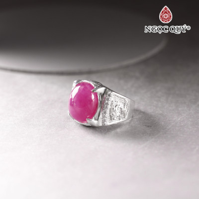 Nhẫn bạc nam mặt đá Tỳ hưu ngọc bích  19x14mm Ni19 mệnh hỏa , mộc - Ngọc Quý Gemstones