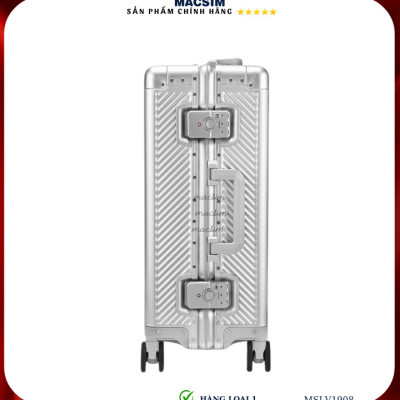 Vali hợp kim nhôm cao cấp Macsim MSLV1908 cỡ 20 inches màu đen màu bạc hàng loại 1