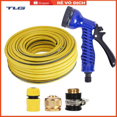 Bộ dây và vòi xịt tăng áp lực nước,rửa xe, tưới cây 3-5m (cút nhựa nối đồng nhựa) 206843