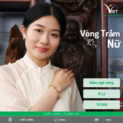 Vòng Trầm Hương Thiên Nhiên - Kiểu Đốt Trúc Đính Hạt Vàng Tĩnh Điện - Tinh Tế Cho Phái Nữ