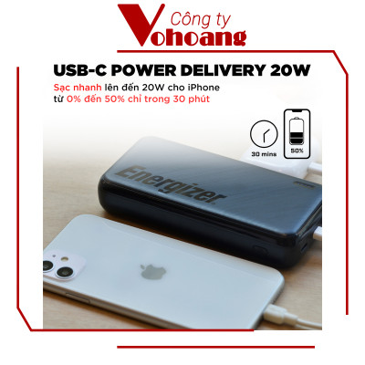 [Mỹ] Sạc dự phòng Energizer UE30055PQ Dung lượng 30000mAh sạc nhanh PD 20W với 9 chứng nhận an toàn - Hàng chính hãng
