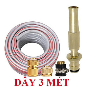 Bộ dây vòi xịt nước rửa xe,tưới cây .tăng áp 3 lần,loại 3m, 5m 206587 đầu đồng,cút đồng,nối đồng+tặng móc khoá 