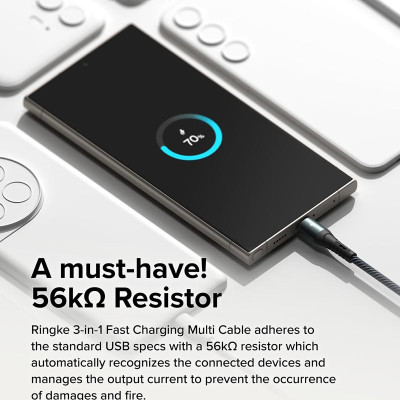 Cáp sạc nhanh đa năng cho điện thoại/tablet RINGKE 3-in-1 Fast Charging Multi Cable 1.2M - Hàng Chính Hãng