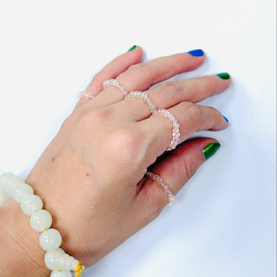 PHỤ KIỆN NỮ HANDMADE MÀU HỒNG MÃ 05 DẠNG TRÒN TRONG SUỐT LẤP LÁNH