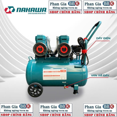 [chính hãƞg] Máy nén khí không dầu, tốc nhanh, siêu êm NAKAWA 50L - 5.0HP, 100% Dây đồng, Bảo hành 1 năm