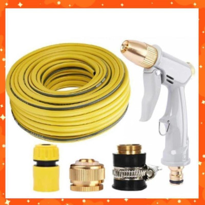 Bộ dây vòi xịt nước tưới cây rửa xe,tăng áp 3 lần, loại 20m (cút nhựa nối đồng nhựa) 206846