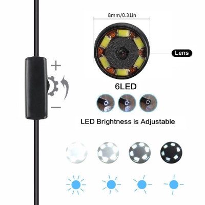 ROGTZ - Camera Nội Soi WiFi Chống Nước HD 1M Len 8mm Chất lượng hình ảnh HD 6LED Kết nối Wifi  Tương thích Ios Android Windows Chống nước IP67 Đa mục đích sử dụng Kiểm tra đường ống, thiết bị máy móc, động cơ Sửa chữa bảo dưỡng thiết bị  - Hàng Chính Hãng