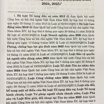 Bộ Luật Tố Tụng Dân Sự Năm 2015 ( Sửa Đổi, Bổ Sung Năm 2019, 2020, 2022, 2023, 2024, 2025 )