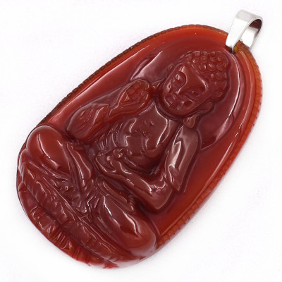 [Tuổi Tuất, Hợi] Mặt Dây Chuyền Phật A Di Đà Đá Mã Não Đỏ Size Nhỏ 3.6cm & Size Lớn 4.5cm- Tặng Kèm Móc Inox - Phong Thủy 868 - May Mắn - Bình An