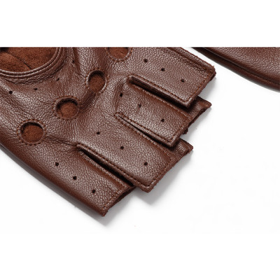 Găng tay nam hở ngón cao cấp BHYST03 Bao da phượt. Da cừu nguyên tấm, Thoải mái lái xe, thật tay