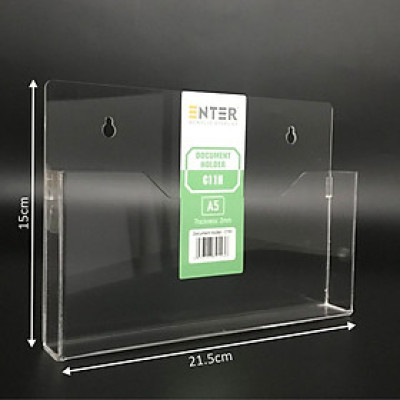 Kệ nhiều giấy treo tường mica Enter C11H 21x15cm A5 ngang, đáy 25mm, có hậu mica
