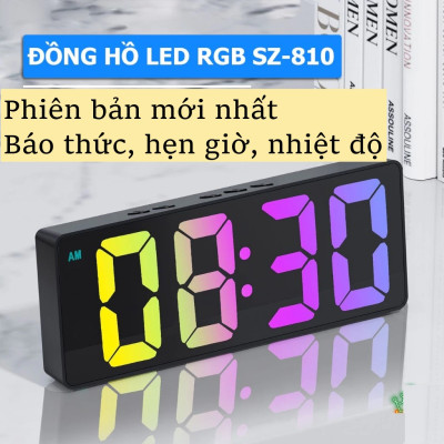 Đồng Hồ Led, Đồng Hồ Để Bàn RGB, Có Báo Thức, Hiển Thị Thời Gian, Nhiệt Độ, Có Cảm Biến Ánh Sáng Tự Động, Decor Phòng Ngủ Chill