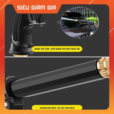 Bộ dây và vòi xịt rửa xe tưới cây tăng áp,vòi xịt rửa,vòi tưới cây 810-2498-1 (dây trắng- cút nối đen)