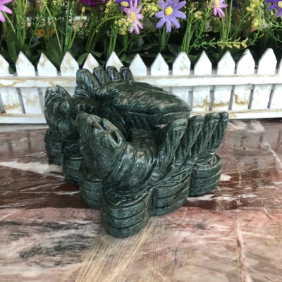 Tượng con Cua phong thủy đá ngọc Ấn Độ đặt bàn làm việc - Dài 15 cm