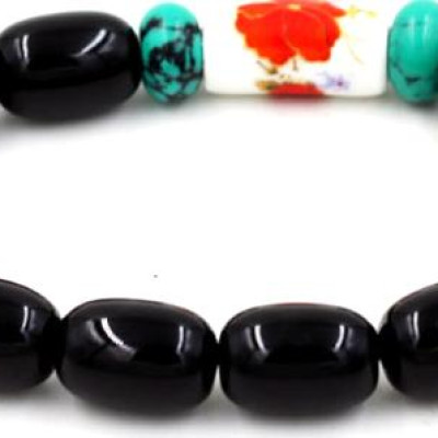 Vòng tay chuỗi hạt thạch anh đen bầu 10mm MSA112 (140mm)